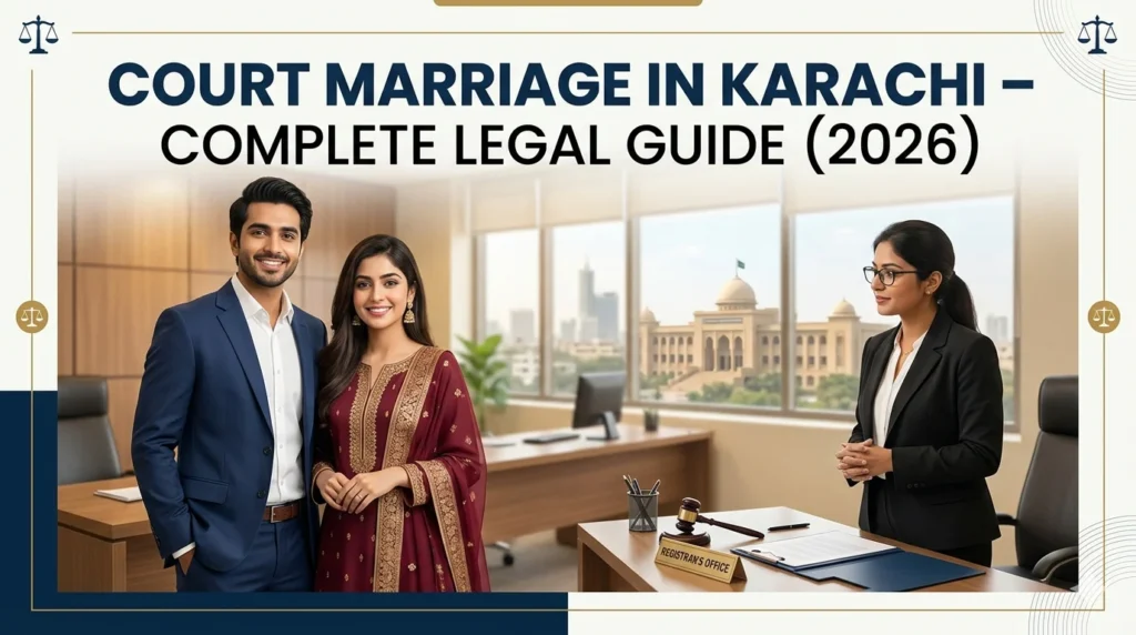 Court marriage couple signing Nikah documents in Karachi Pakistan